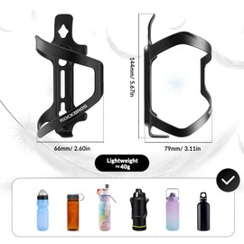 ROCKBROS Bottle Holder Bicycle Drink Bottle Holder Aluminium Alloy Strong Lightweight Approx. 40 g Universal for MTB Road Bike Folding Bike Black