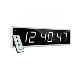 Ivation Oversized Large Digital Wall Clock - Big LED Digital Clock w/Large Display, Shelf or Wall Mount (24 Inch - White) 6 Brightness Levels | Time Memory | Remote, Mounting Holes & Hardware