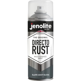 JENOLITE Directorust Gloss Spray Paint | Slate Grey | 400ml (13.52 oz) | Direct to Rust Spray Paint for Metal | Multi Surface Gloss Spray Paint for Wood, Metal, Plastic, Ceramic | RAL7031
