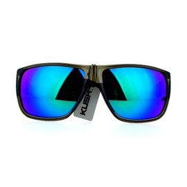 JuicyOrange KUSH Sunglasses Slate Gray Square Frame Sports Fashion Mirror Lens (gray (teal mirror), 60)