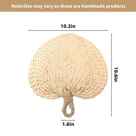 Nodaaiie 10 Pieces Natural Raffia Hand Fans, Handmade Wedding Favors for Guests, Boho Palm Leaf Weaving Fans for Summer Cooling, Wall Fan Decor, Party Supplies