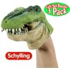 Schylling Dinosaur (T-Rex) Stretchy Hand Puppets Green, Brown & Red