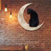 Metal Black Cat Moon Hanging Sign Cat On The Moon