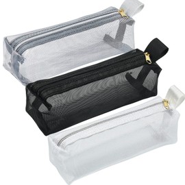 besharppin Mesh Makeup Pouch, 4-Pack Makeup Pouch, Cosmetic Storage, Small Items, For Business Trips, M, S Size (Black)