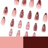CEWEWP Wine Red Flower Press on Nails Medium Dark Red