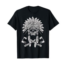 vintage indian native american skull with tomahawk axe T-Shirt