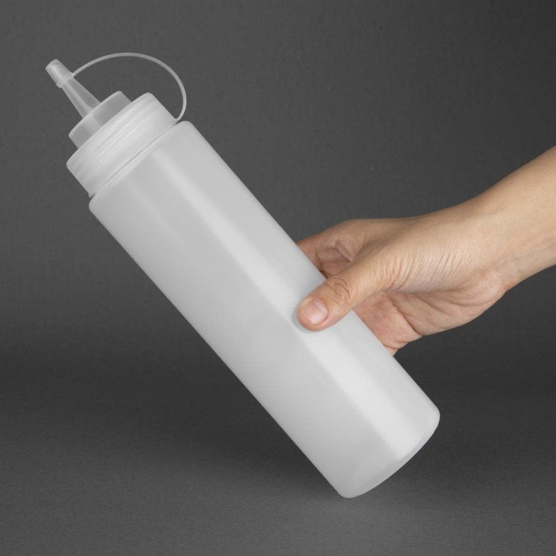Vogue Clear Squeeze Sauce Bottle with Nozzle Cap 680 ml/24