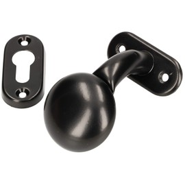 KOTARBAU® Door Knob with Oval Rosette Door Knob Ball Knob Door Handle Fixed Door Printer Door Fitting Metal Ball Shape for Doors and Gates Black