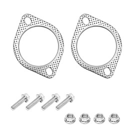 ZNDAW 2 PCS Car Exhaust Gasket, 3 Inch 2-Bolt Exhaust Flange Gasket with 4 Screws, High Temperature Exhaust Flange Sealing Gaskets for Most Cars Trucks SUVs, Car Accessories