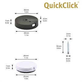 Wagner QuickClick® Felt Pads & Plastic Gliders Reversible 2 Sides Wool Felt & Plastic Set of 4 for Screwing on - 4 x Base + Screw + Sliding Insert - Duo - Diameter 30 mm - Made in DE - 15781000