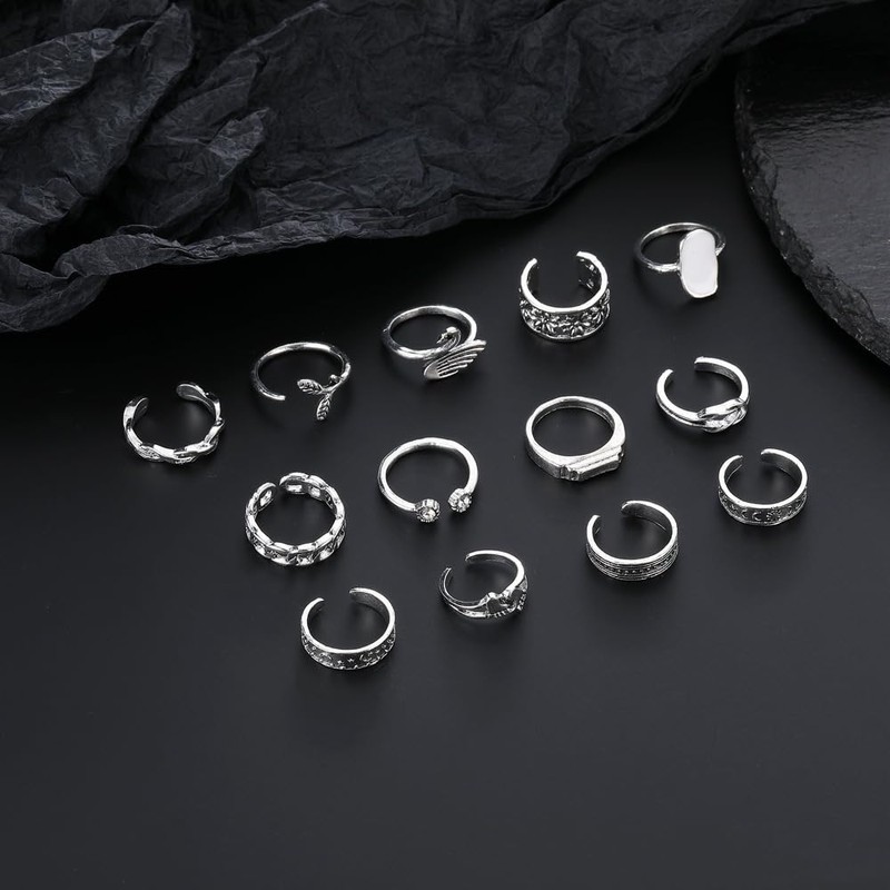 Acruccen 46 Pcs Toe Rings for Women Adjustable Vintage Bohemian