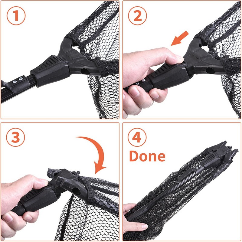 Portable Aluminum Alloy Telescopic Foldng Fishing Landing Net Pole Rubber