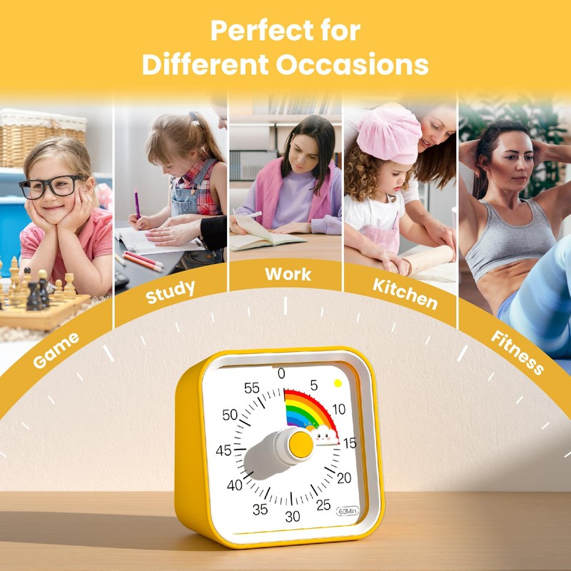 InfPokid Visual Timer for Kids with Pause Function, Cute Silent