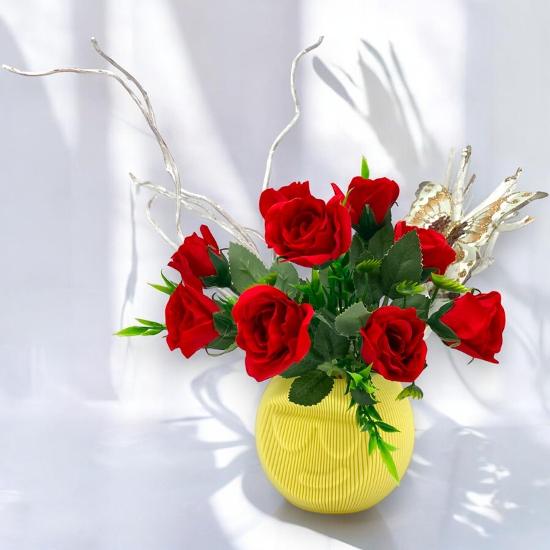 Cool Face Vase Yellow Funny Vase with Face Round Flower