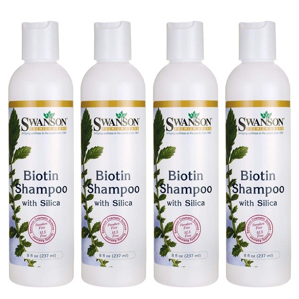 Swanson Biotin Shampoo with Silica 8 fl Ounce (237 ml) Liquid (4 Pack)