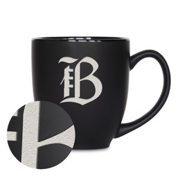 Rico Industries NWSL Bay FC 15oz Laser Engraved Matte Black Ceramic Bistro Mug - for Hot or Cold Drinks
