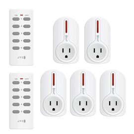 JTD 5X2 Wireless Remote Control Outlet Switch Smart Outlet Plug Energy Saving for Household Appliances, Lamp, Light, Fixture, Electrical Equipment, up to 100ft Long Range, Strong RF Signal (5 Pack)