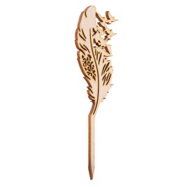 Summer-Ray 50pcs Wooden Feather with Birds Cupcake Topper Muffin Topper for Tea Party