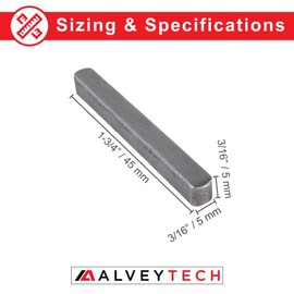 AlveyTech 5 mm x 5 mm x 45 mm Square Axle Key - Replacement for the Coleman BT200X, BT200X-G, BT200X-O, CK100, CT200U-EX/CT200U-EXR, CT200U Trail, SK100, 79cc 3 HP Mini Dirt Pit Bike, Go-Karts 2-Pack