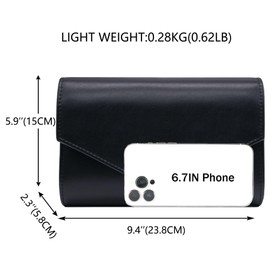 Milisente Women's Clutch Suede Handbag PU Clutch Envelope Crossbody Shoulder Bag Clutch Evening Bag, Black (black-1)