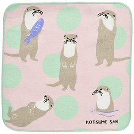 Friends Hill IS-163-57 Gauze Towel, Kogusan, Pink, 8.7 x 8.7 inches (22 x 22 cm), Handkerchief, Made in Japan, 100% Cotton, Otter