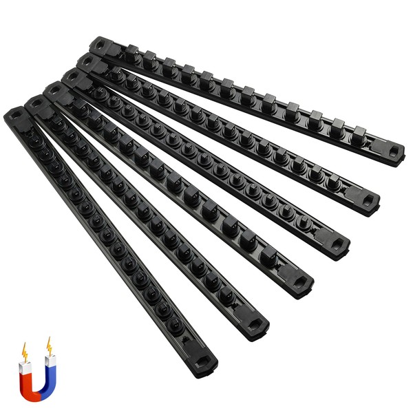 ALOANES 6-Piece Magnetic Socket Organizer, Heavy Duty Aluminum Socket Rails
