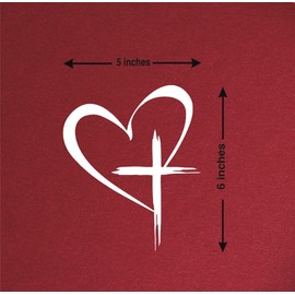 Jesus Heart Vinyl Decal, I Love Jesus Sticker Decals, Religious Stickers (White, 6x5 in)