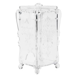 Cotton Ball and Swab Holder Organiser with Lid 3 Colours Cosmetic Makeup Cotton Pad Organiser Storage Box Nail Art Wipe Cotton Makeup Tools (Transparent)