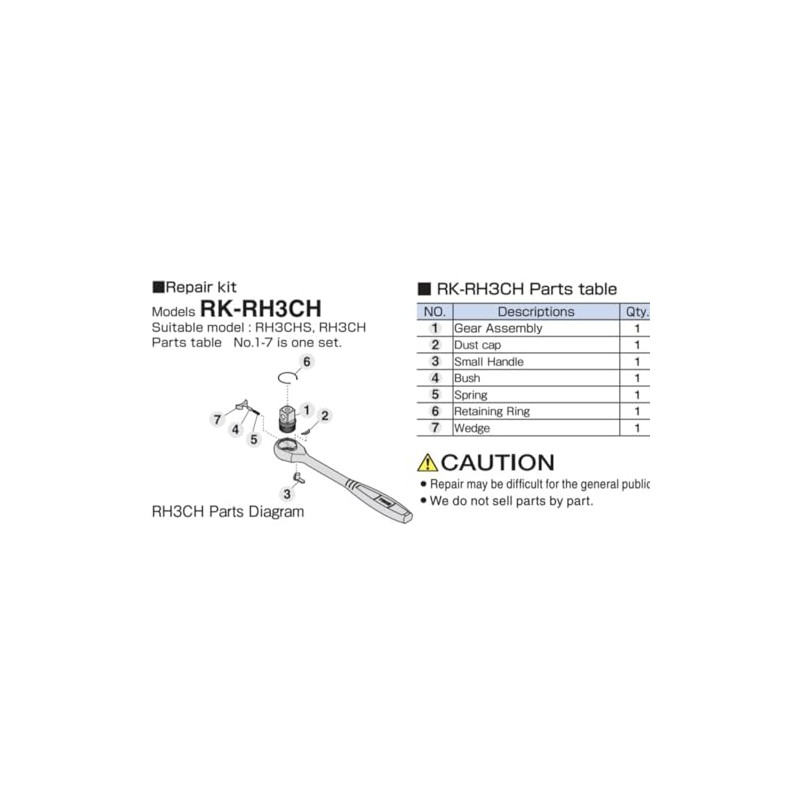 Tone Ratchet Handle Repair Kit RK-RH3CH for 3/8-Inch (9.5-mm) Drive