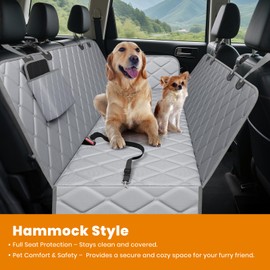 Novotopia Dog Car Seat Cover for Back Seat 100% Waterproof, Long-Lasting and Soft Nonslip Backseat Dog Cover for Cars, SUVs and Trucks (Grey, Standard (54" W x 59" L))