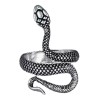 Dtup Elegante Anillo Serpiente Vivora Negra Plata