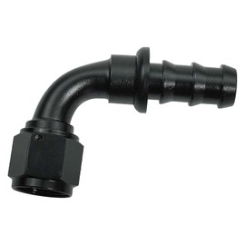 6AN 90 Degree Push-lock Swivel Hose End Fittings for Rubber Fuel Line Oil Fuel Cooler Kit Reusable Hose Adapter Anodized Aluminum 1-Pack