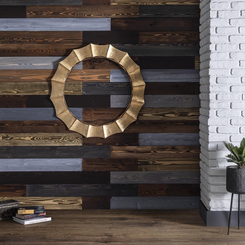 BoscoMondo 5.5 Inches Wide Barnwood Wall Planks, Rustic Solid Wood