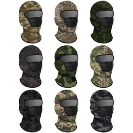 SATINIOR 9 Pieces Balaclava Ski Mask Cover Breathable Sun Dust Protection Full Face Cover for Winter Outdoor Activities(Medium,Fresh Camouflage)