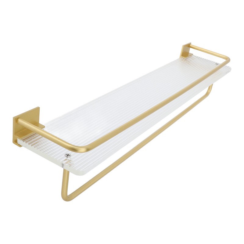 50cm Shower Caddy Wall Mount Shelf with Towel Hanger Acrylic