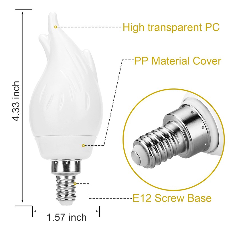 OHLGT Upgrade E12 Flame Bulbs 8 Pack, 3 Mode LED