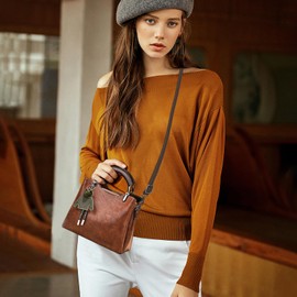 NICOLE & DORIS Small Handbags for Women Top Handle Crossbody Bag Mini Shoulder Bags PU Leather Girls Messenger Bags Ladies Purses Handbag with Triple Compartment Dark Yellow