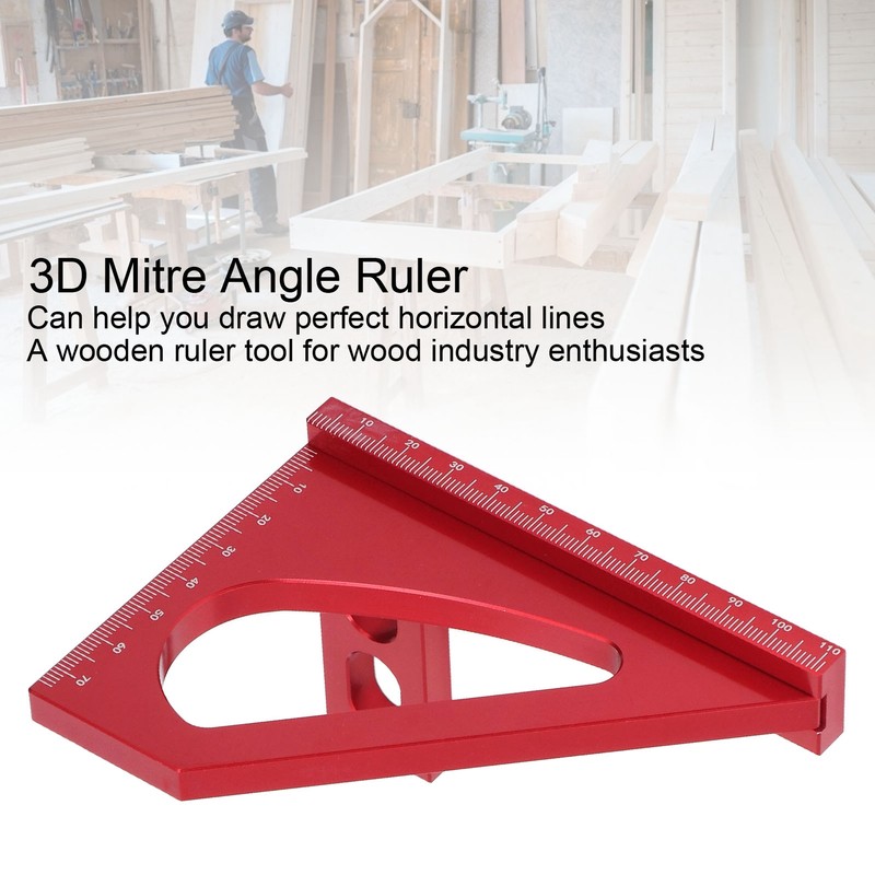 3D Mitre Angle Ruler Aluminum Alloy Professional Red 45 Degree