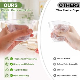 50Set 8OZ Plastic Cups with Lids,Dessert Cups with Spoon,Clear Pudding Cups