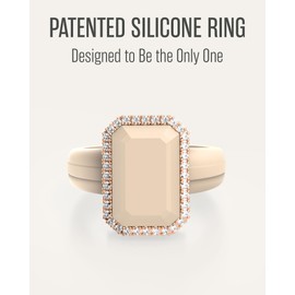 Rinfit Women's Silicone Wedding Band - Promise Rings for Her - Emerald Cut with Cubic Zirconia - Nude & Rose Gold - Size 8