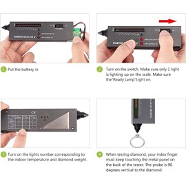 Diamond Tester Pen, High Accuracy Jewelry Diamond Tester＋200g/0.01g Mini Jewelry Scale＋60X Mini LED Magnifying, Professional Diamond Selector for Novice and Expert, Thermal Conductivity Meter