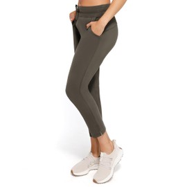 Cosmolle Workout Pants Women with Deep Pockets, 7/8 Stretch Ankle Sweatpants for Golf, Athletic, Lounge, Travel, Work (Green, Medium)