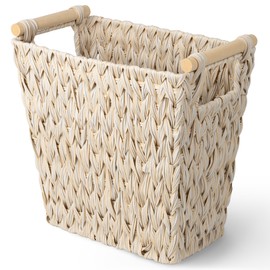 GRANNY SAYS Wicker Trash Can, Waste Basket for Bathroom, Waterproof Bathroom Garbage Can, 19 Liters/5 Gallons Wastebasket with Handle, Decorative Waste Basket for Bedroom, Office, Living Room, 1 Pack