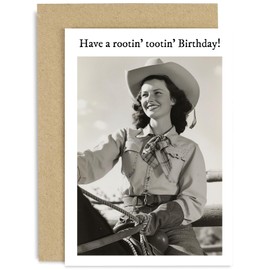 Funny Birthday Card for Her - 'Rootin Tootin' Cowgirl Birthday Card for Female Friend - Humorous Birthday Gifts for Women - For Men - Brother Sister Husband Wife - 40th 50th 60th | Blank Inside