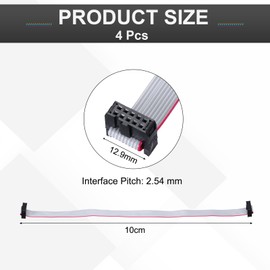 MECCANIXITY 4 Pcs IDC Flat Ribbon Cable, 2.54mm Pitch 12.9mm Width 10cm Long 10 Pin FC to FC Flat Ribbon Connector Jumper Wire for PC, LED Displays