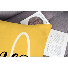 4TH Emotion Hello Sunshine Pillow Cover Farmhouse Yellow Lumbar Pillow Cover Spring Summer Decorations Cushion Case for Sofa Couch Polyester Linen 12x20 Inches