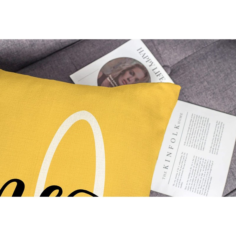 4TH Emotion Hello Sunshine Pillow Cover Farmhouse Yellow Lumbar Pillow