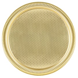 Alisveristime Round Hammered Metal Serving Tray – Ottoman Style, (13.8" Diameter, 17.1 oz), 6-Person, 5 Color Options (Gold)