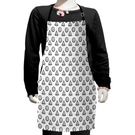 Ambesonne Abstract Apron, Geometric Triangles and Circles with Little Dots Creative Modern Design, Small Apron Bib with Adjustable Ties for Baking Painting, Small Size, Charcoal Grey White
