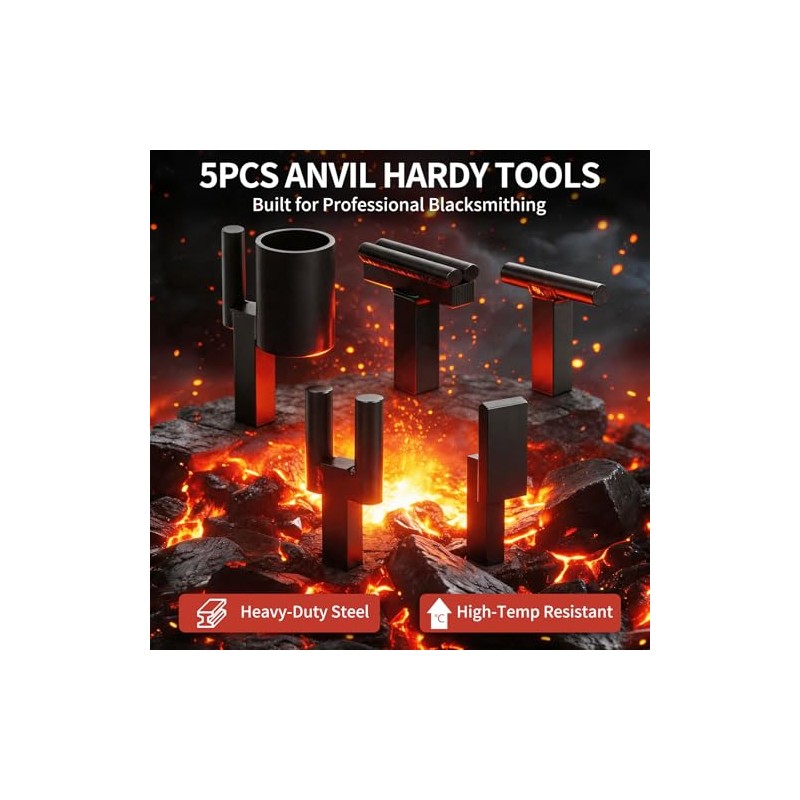 5PCS 1Inch Blacksmith Anvil Hardy Tool Set for Forging